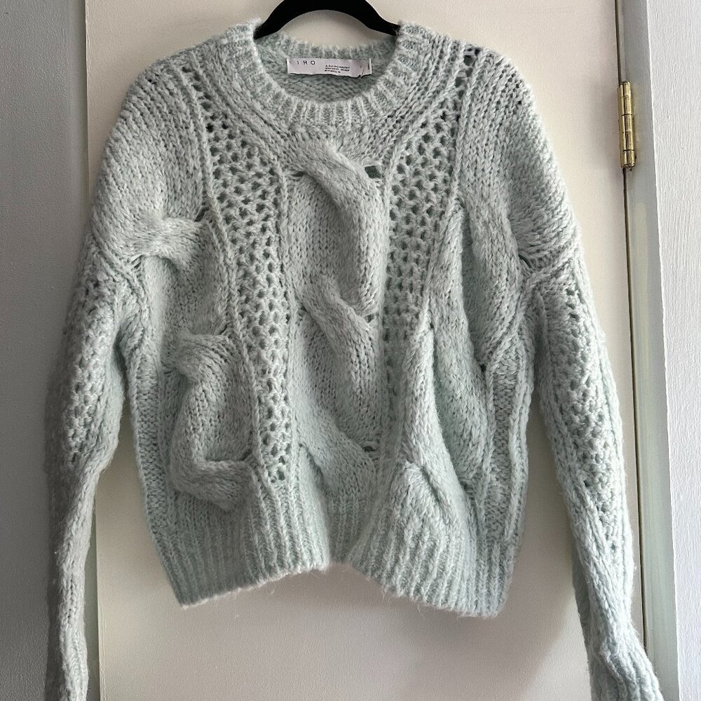 IRO Cable-Knit Sweater in Baby Blue in Size Small